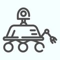 Lunar Rover line icon. Moon exploration buggie with three wheels. World space week design concept, outline style Royalty Free Stock Photo