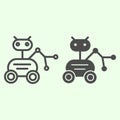 Lunar Rover line and solid icon. Moon exploration robot vehicle or moonwalker outline style pictogram on white