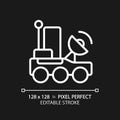 Lunar rover pixel perfect white linear icon for dark theme