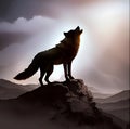 Lunar serenade: A lone wolf& x27;s melody in the moonlight.AI generated