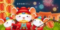 Lunar year caishen white mouse Royalty Free Stock Photo