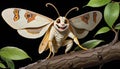 Lunate Zale Moth night nocturnal flight funny face Royalty Free Stock Photo