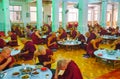 Lunch of Bhikkhu monks in Kha Khat Waing Kyaung Monastery, Bago, Myanmar
