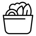 Lunch bowl salad icon, outline style