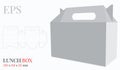 Lunch Box with Handle Template, Vector with die cut / laser cut layers. White, clear, blank, isolated Lunch Box mock up on white b Royalty Free Stock Photo