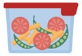 Lunch box icon. Plastic lid container with vegetables Royalty Free Stock Photo