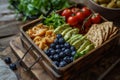 Lunch box of leaf salad avocado blueberries Royalty Free Stock Photo