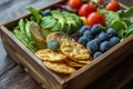 Lunch box of leaf salad avocado blueberries Royalty Free Stock Photo