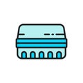 Lunch box, packing for hot food, takeaway flat color line icon. Royalty Free Stock Photo