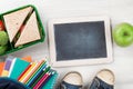 Lunch box and school supplies Royalty Free Stock Photo