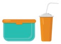 Lunch box with soda, icon