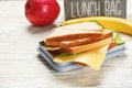 Lunch box with tasty sandwich Royalty Free Stock Photo