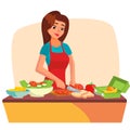 Lunch Box Vector. Making A Healthy School Lunch For Kids. Making School Lunch Box. Cartoon Character Illustration Royalty Free Stock Photo