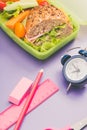 Lunch boxes with fresh healthy second breakfast Royalty Free Stock Photo