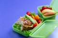 Lunch boxes with fresh healthy second breakfast Royalty Free Stock Photo