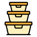 Lunch boxes icon color outline vector