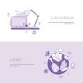 Lunch Break Concept Template Set Web Banner With Copy Space Royalty Free Stock Photo