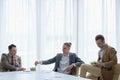 Lunch break office business men balanced eating Royalty Free Stock Photo