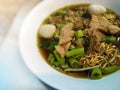 Lunch delicious in luxury restaurant with beef noodle soup
