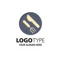 Lunch, Dish, Spoon, Knife Business Logo Template. Flat Color