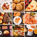 Lunch food collage Royalty Free Stock Photo