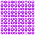 100 lunch icons set purple