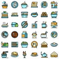 Lunch icons set vector flat