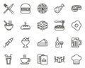 Lunch Icons Thin Line Set Big