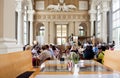 Lunch inside the historical cafe at the bright day