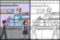 Lunch Lady Coloring Page Colored Illustration