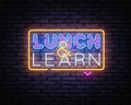 Lunch And Learn neon sign vector design template. Lunch And Learn neon logo, light banner, design element, night bright Royalty Free Stock Photo