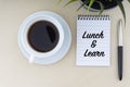 LUNCH AND LEARN text Royalty Free Stock Photo
