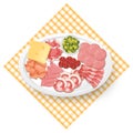 Lunch meat set with different cold meats on platter