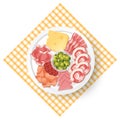Lunch meat set with different cold meats on platter