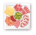 Lunch meat set with different cold meats on platter