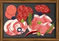 Lunch meats set with different cold meats on platter