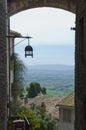 Lunch Overlooking the Umbrian Valley from Assisi, Italy Royalty Free Stock Photo