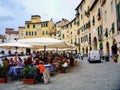 Lunch at Piazza Dell`Anfiteatro at Lucca Royalty Free Stock Photo