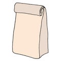 Lunch sack. Hand drawn sketchy craft paper lunch sack. Vector il