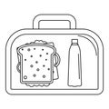 Lunch sandwich box icon, outline style