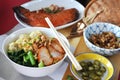 Lunch set of Chinese Food Wanton Mee with Red Grilled Pork Royalty Free Stock Photo