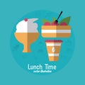 Lunch time design. Menu icon. Flat illustration , editable vector Royalty Free Stock Photo