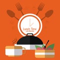 Lunch time design. Menu icon. Flat illustration , editable vector Royalty Free Stock Photo