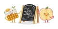 Lunch Time Lettering with Cartoon Food Characters Royalty Free Stock Photo