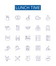 Lunch time line icons signs set. Design collection of Mealtime, Lunching, Eating, Dining, Breaktime, Resting, Repast