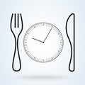 Lunch time linear icon. Dinner break. Thin line illustration. Afternoon business meeting. Business lunch. Table knife, fork and