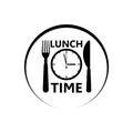 Lunch time simple icon, flat design isolated on white background Royalty Free Stock Photo