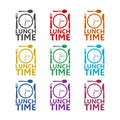 Lunch time text color icon set isolated on white background Royalty Free Stock Photo