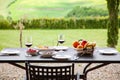 lunch with a view - table against beautiful landscape in Tuscany Royalty Free Stock Photo