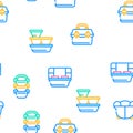 Lunchbox Dishware Vector Seamless Pattern